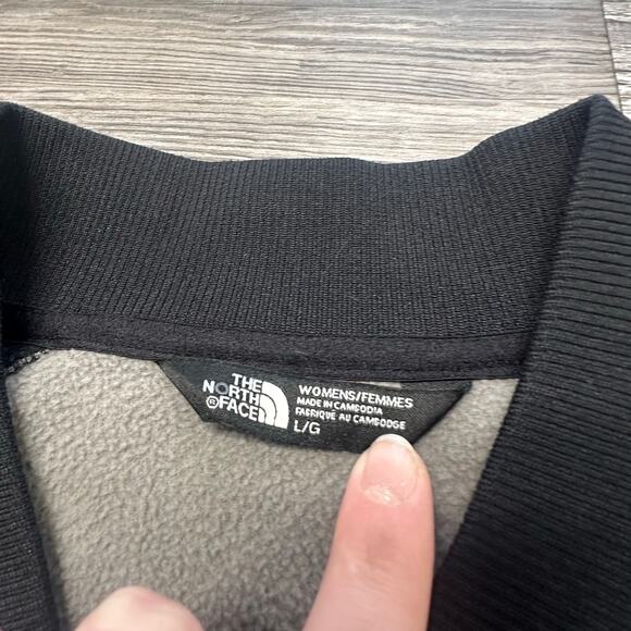 The North Face Gray Black Womens L Full Zip Diamond Quilted Fleece Lined Jacket - Picture 5 of 11